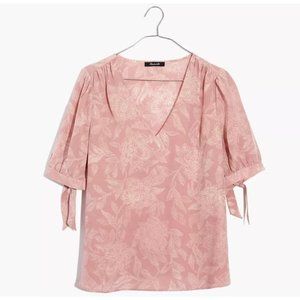 Madewell Silk Floral Pindot Blooms Blouse Sz M